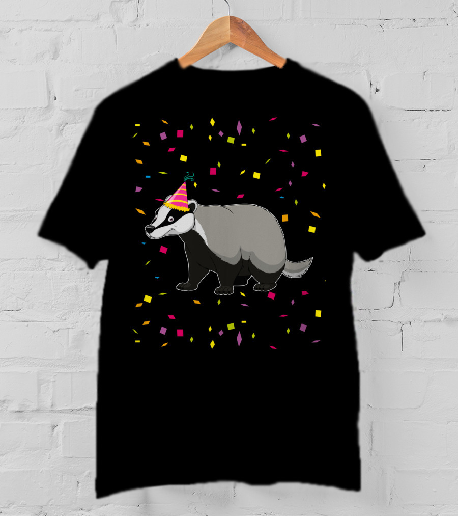 Funny Badger Birthday Party Hat Confetti T-Shirt