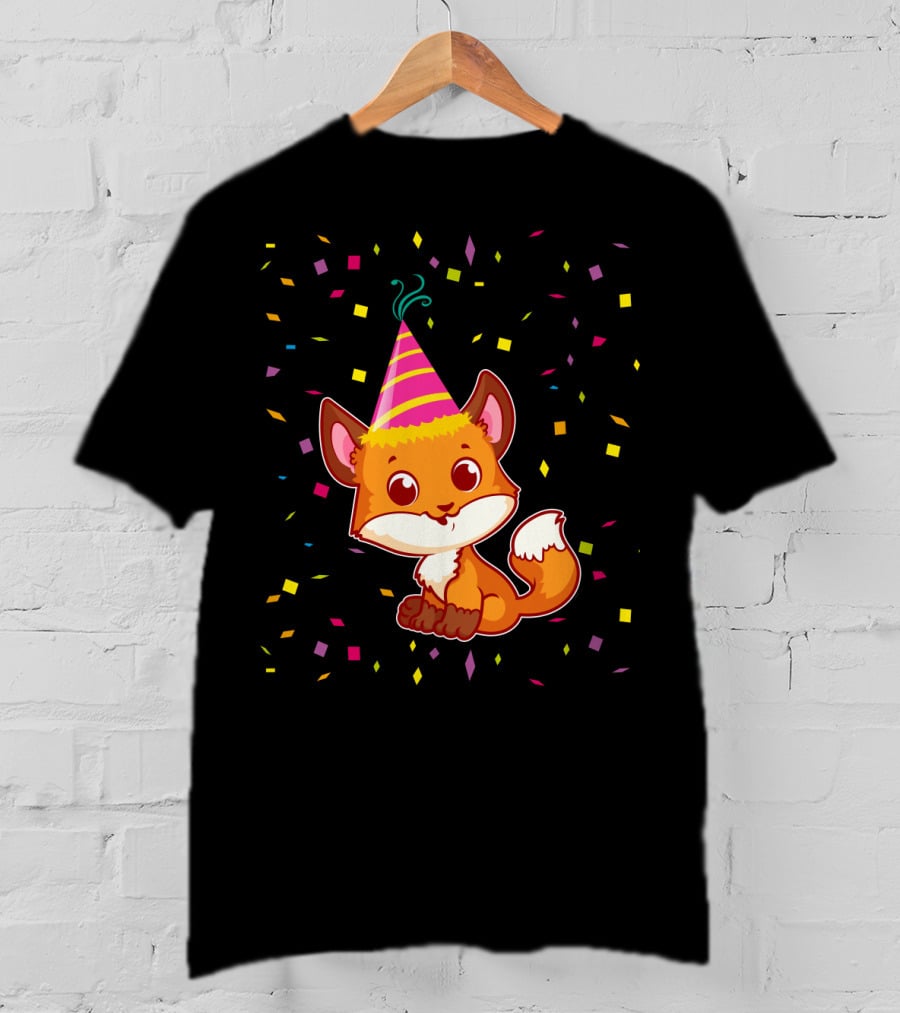 Funny Fox Birthday Confetti T-Shirt