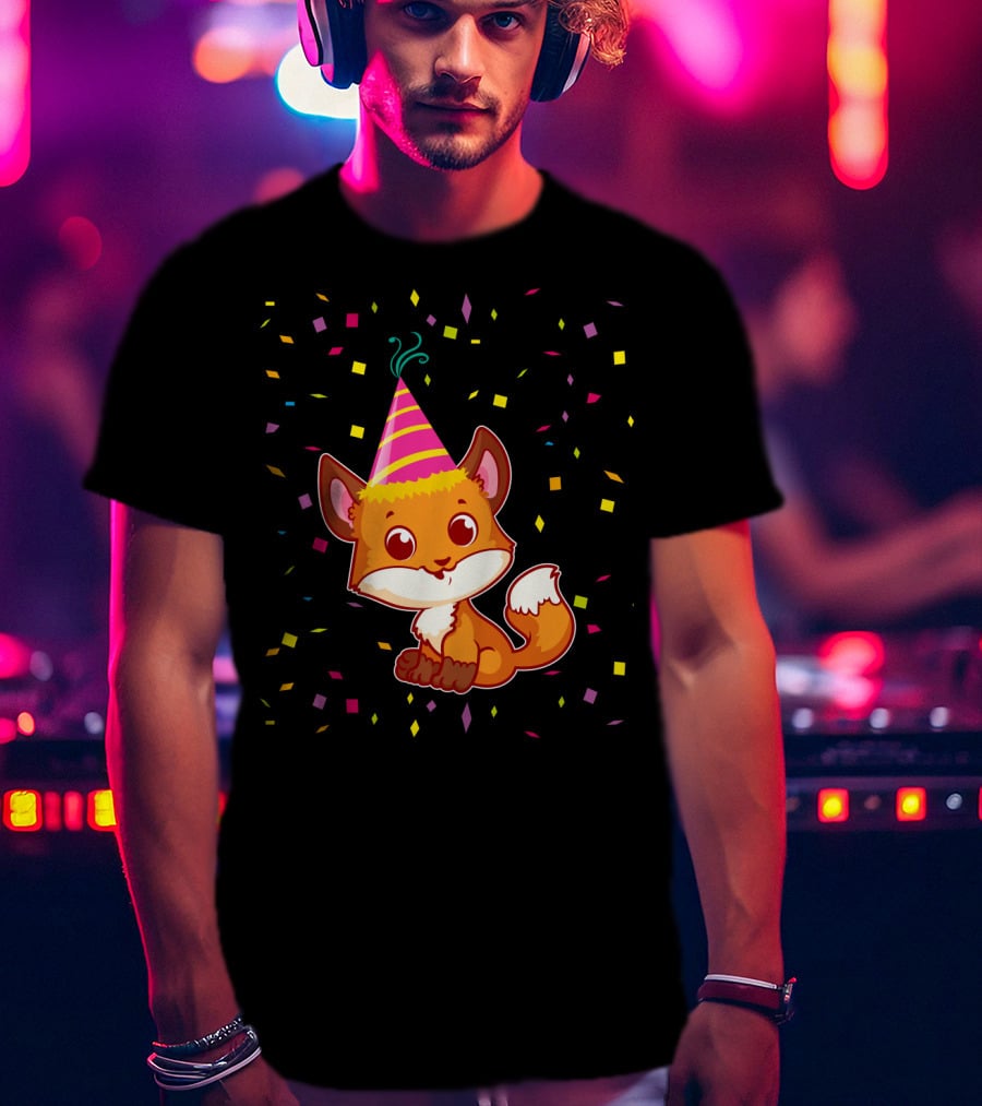 Funny Fox Birthday Confetti T-Shirt