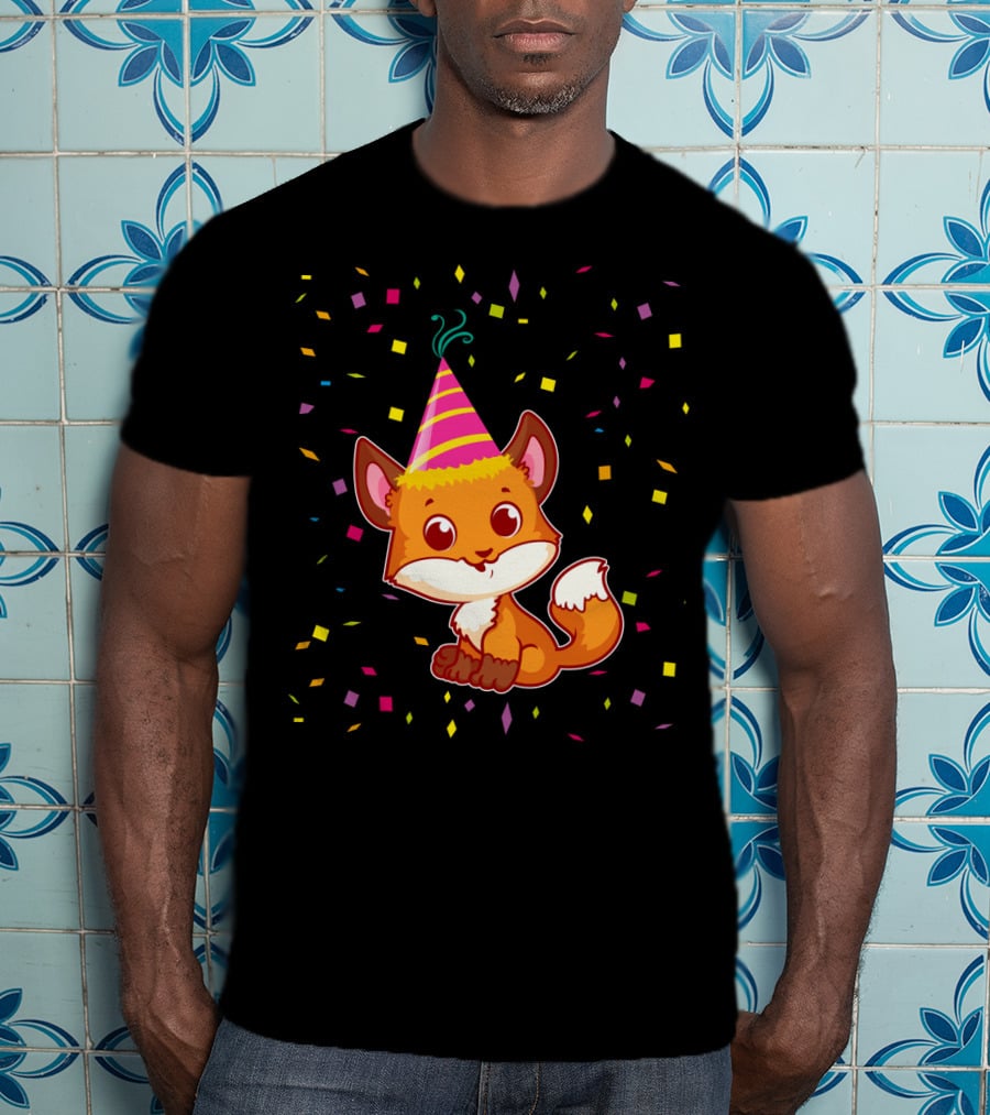 Funny Fox Birthday Confetti T-Shirt