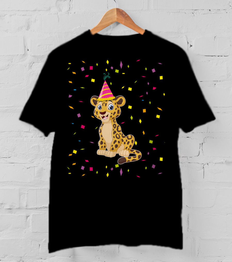 Funny Cheetah Birthday Party Hat Confetti T-Shirt