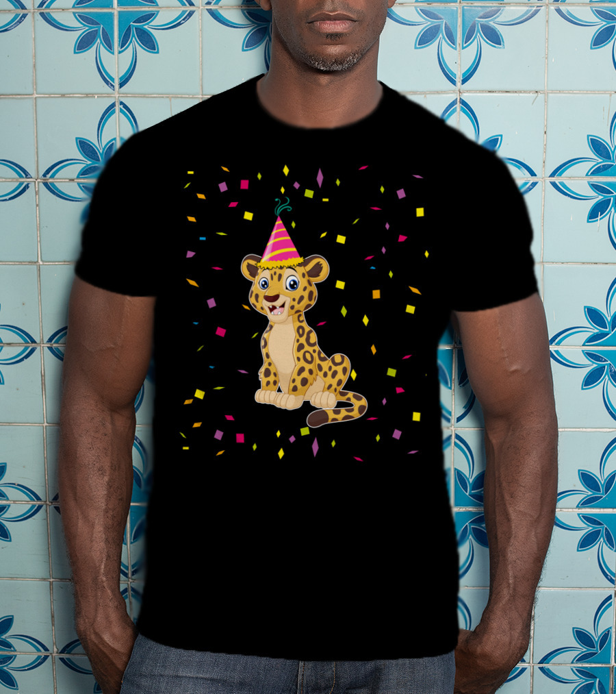 Funny Cheetah Birthday Party Hat Confetti T-Shirt