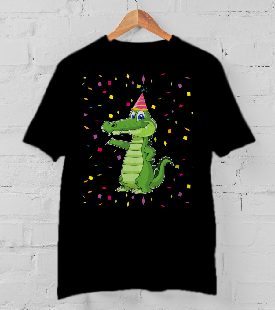 Funny Alligator Birthday Party Confetti T-Shirt