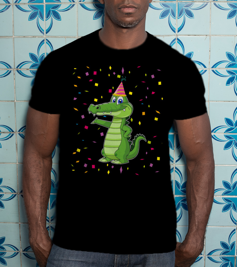 Funny Alligator Birthday Party Confetti T-Shirt