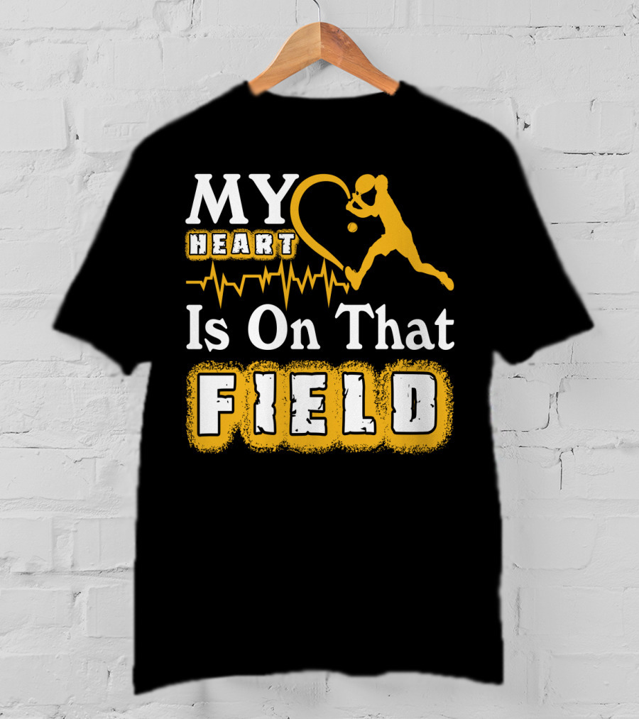 My Heart Is On That Field Tennis Player With Heartbeat And Ball T-Shirt