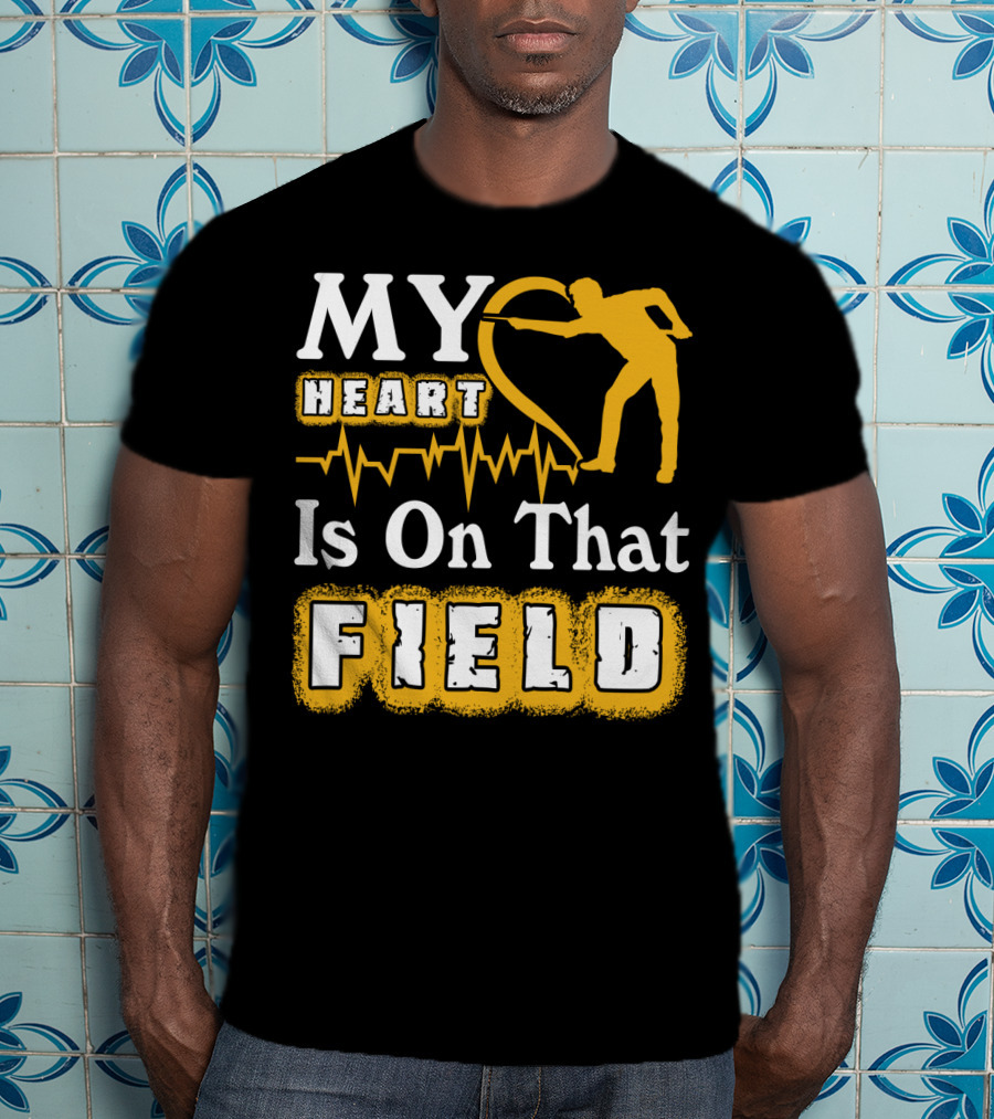 My Heart Is On That Field Billiards Player Heartbeat T-Shirt