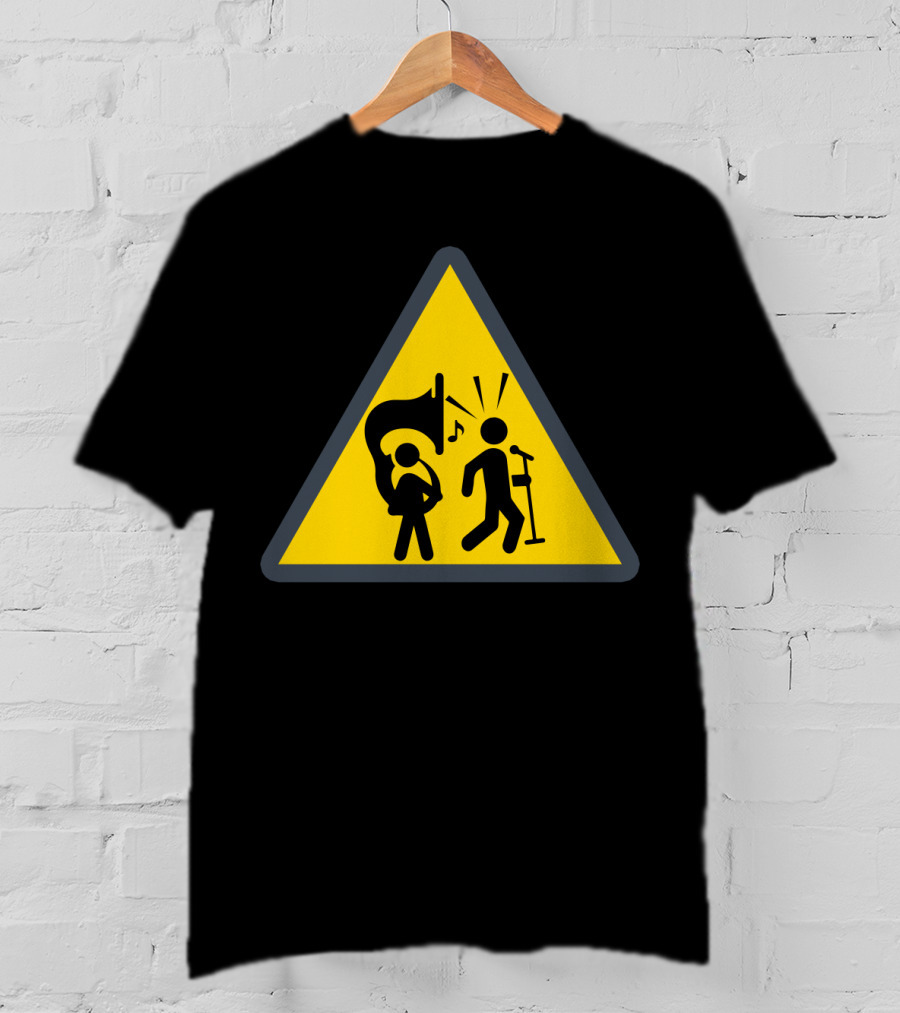 Warning Tuba Player Stick Figure Comedy T-Shirt