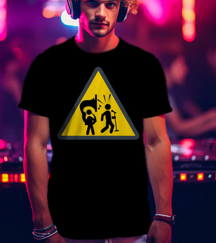 Warning Tuba Player Stick Figure Comedy T-Shirt