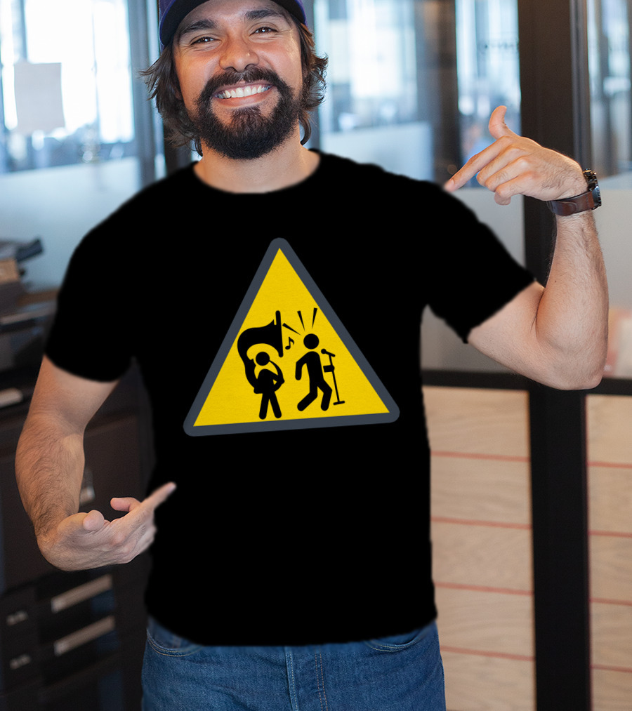 Warning Tuba Player Stick Figure Comedy T-Shirt