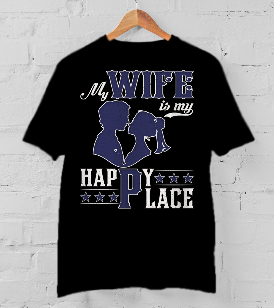 My Wife Is My Happy Place Silhouette Stars T-Shirt