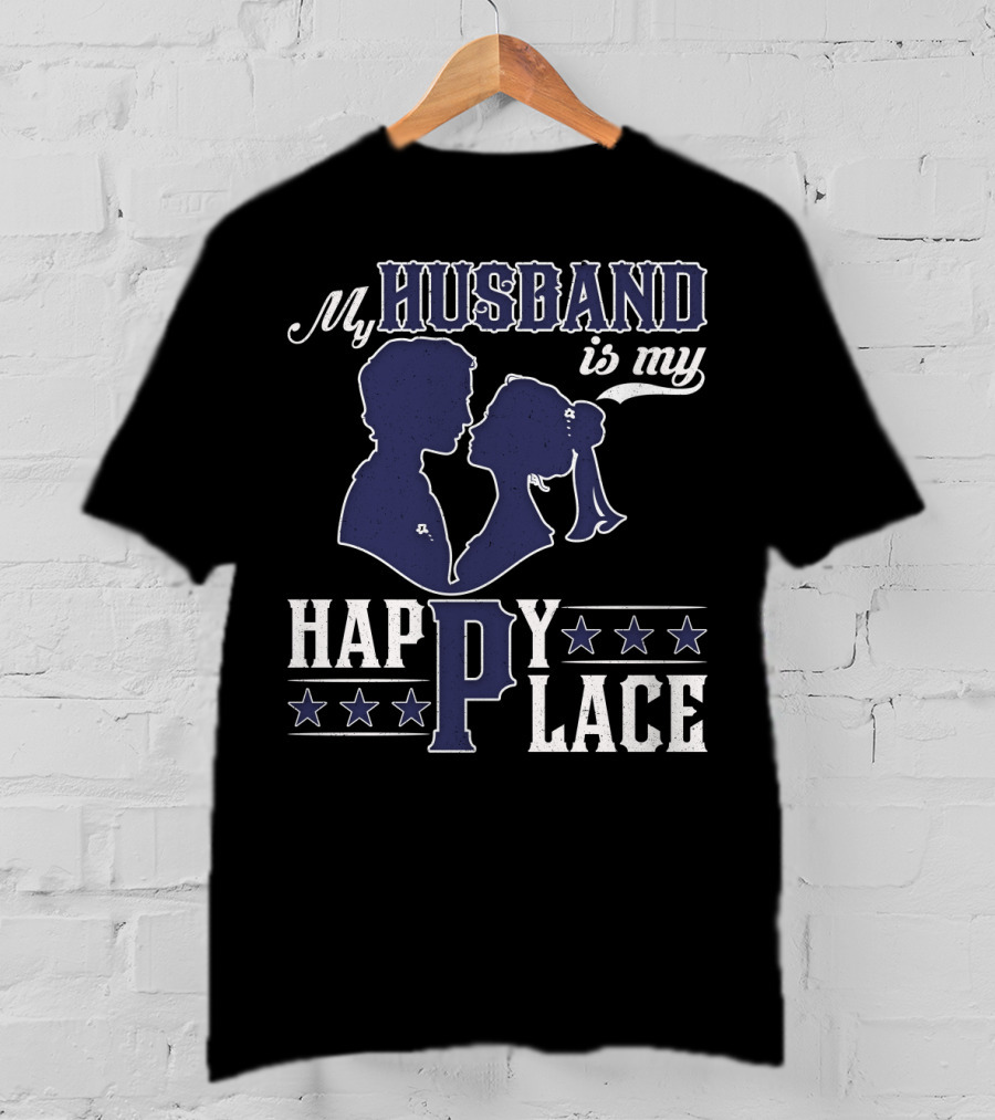 My Husband Is My Happy Place Silhouette Stars T-Shirt