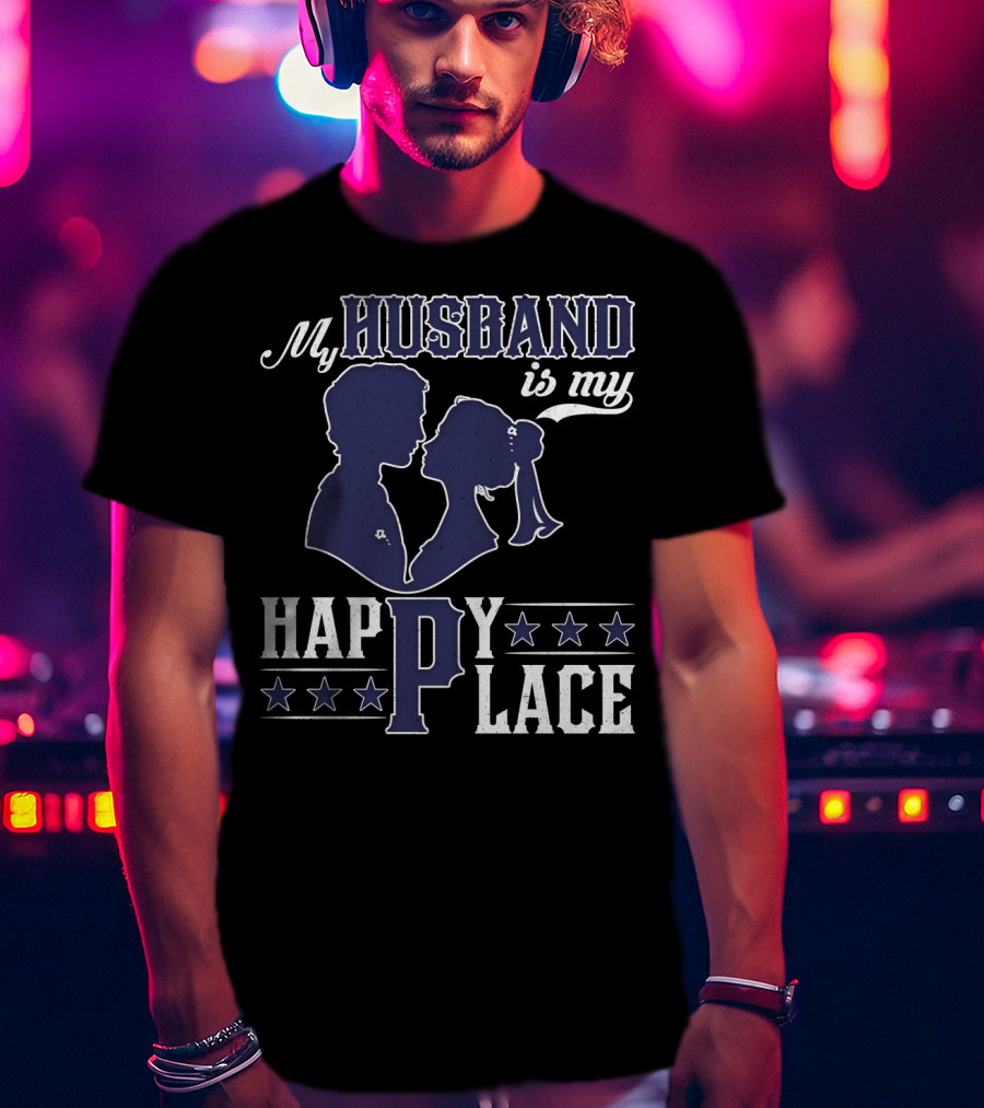 My Husband Is My Happy Place Silhouette Stars T-Shirt
