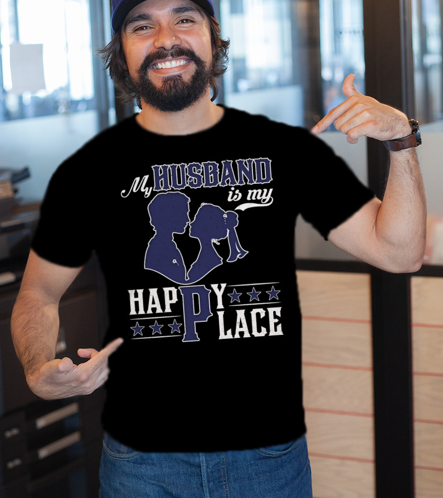 My Husband Is My Happy Place Silhouette Stars T-Shirt