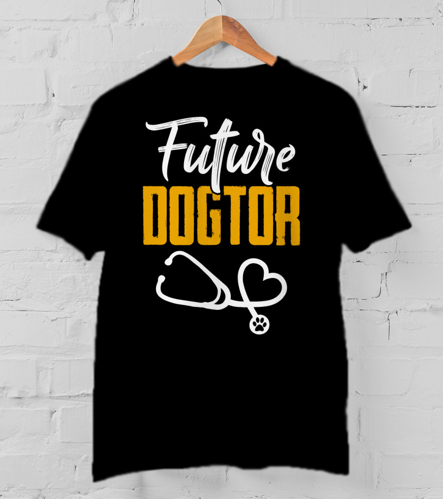 Future Dogtor Stethoscope Heart Veterinarian Vet Student Dog T-Shirt