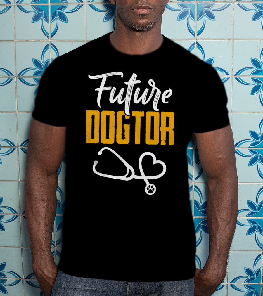 Future Dogtor Stethoscope Heart Veterinarian Vet Student Dog T-Shirt