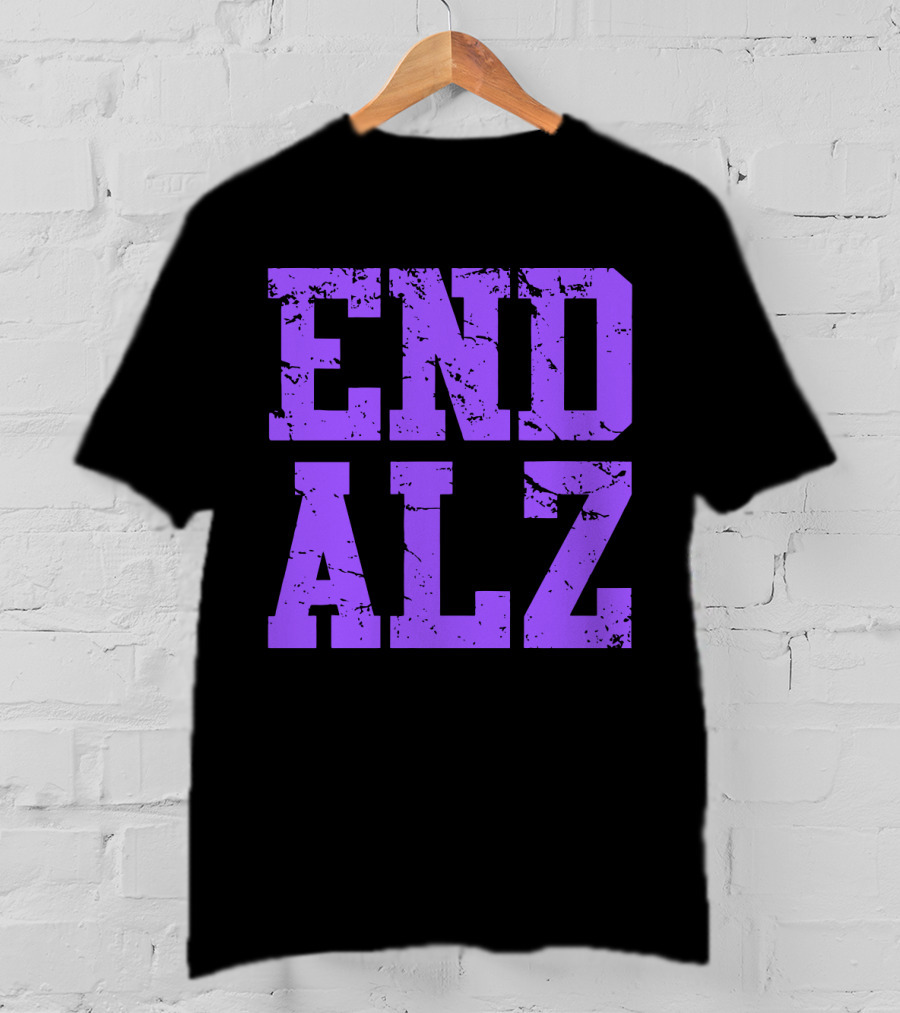 END ALZ Alzheimers Awareness Purple Text T-Shirt