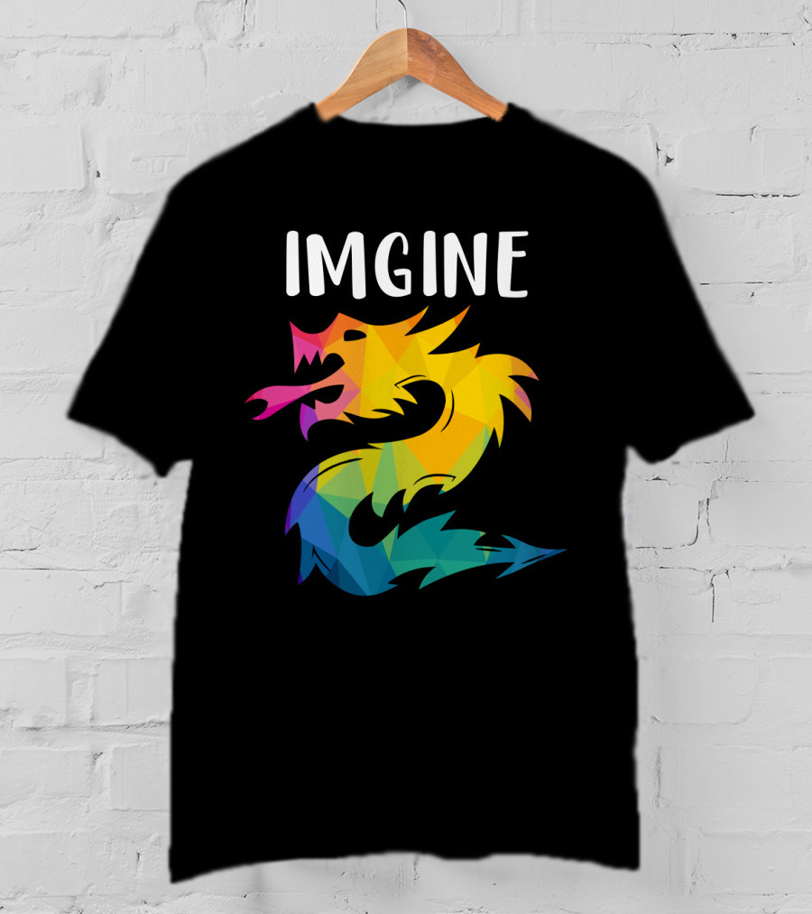 Imagine Vibrant Geometric Dragon Tattoo T-Shirt