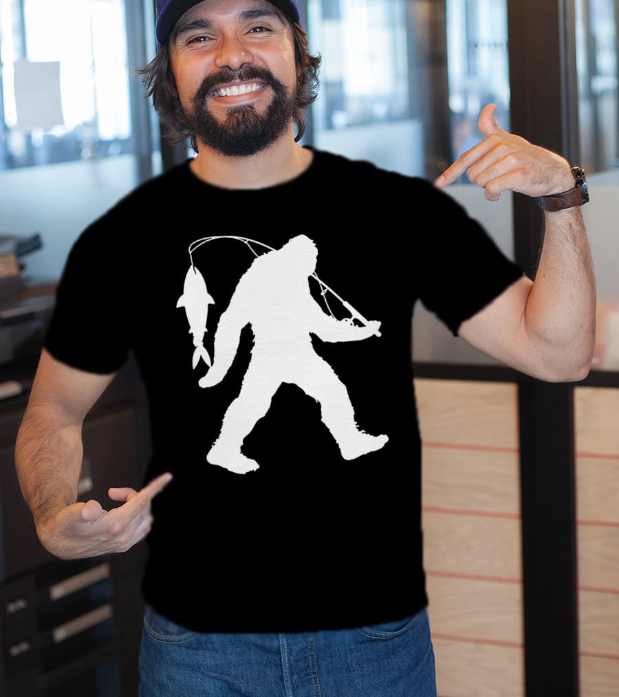 Bigfoot Fishing With Catching Fisherman T-Shirt