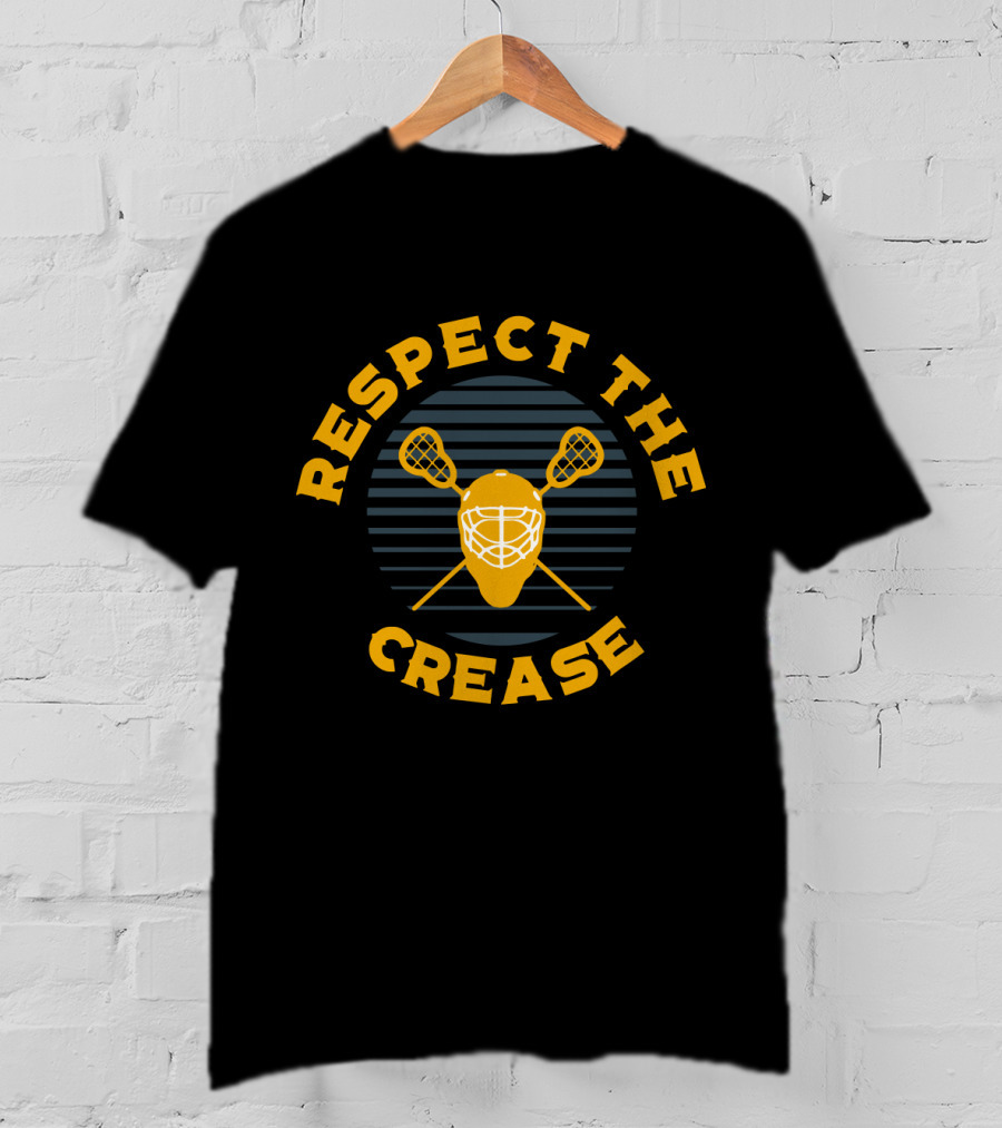 Respect The Crease Lacrosse Goalie Mask And Sticks T-Shirt
