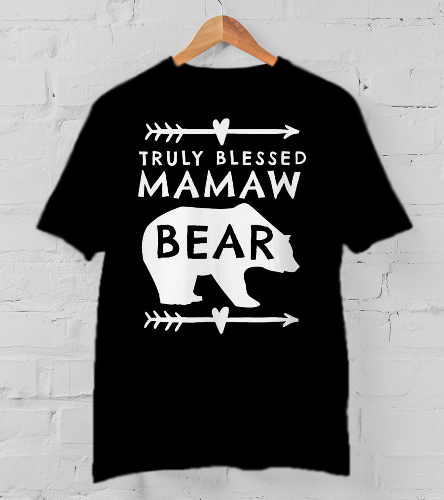 Truly Blessed Mamaw Bear Grandma Bear Silhouette Arrows Hearts T-Shirt