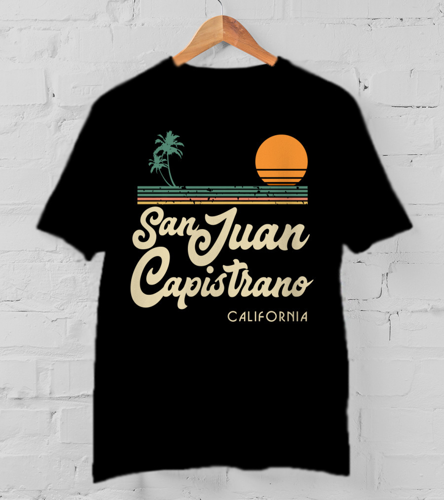 San Juan Capistrano California Vintage Sun And Palm Trees T-Shirt