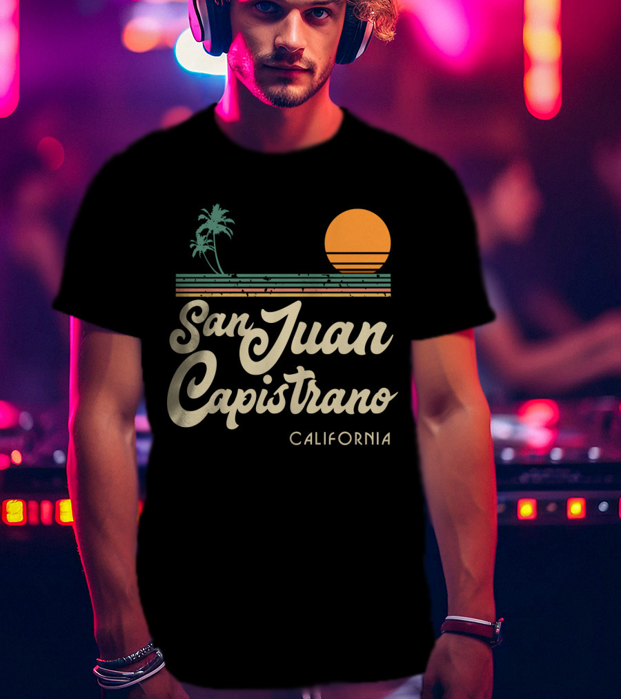 San Juan Capistrano California Vintage Sun And Palm Trees T-Shirt