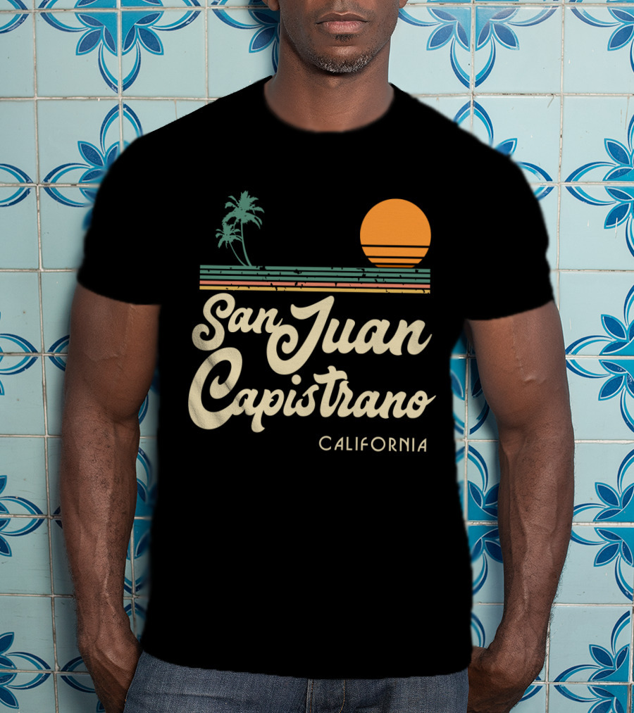 San Juan Capistrano California Vintage Sun And Palm Trees T-Shirt