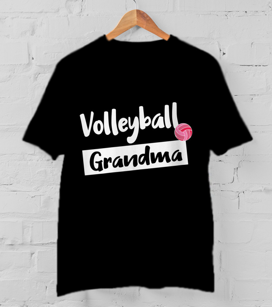 Volleyball Grandma Fun Pink Ball Motif T-Shirt