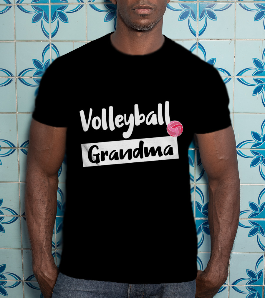 Volleyball Grandma Fun Pink Ball Motif T-Shirt