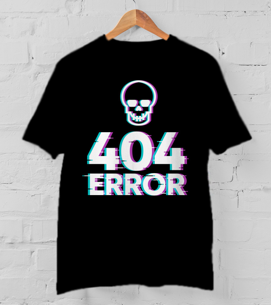 404 Error Skull Glitch T-Shirt