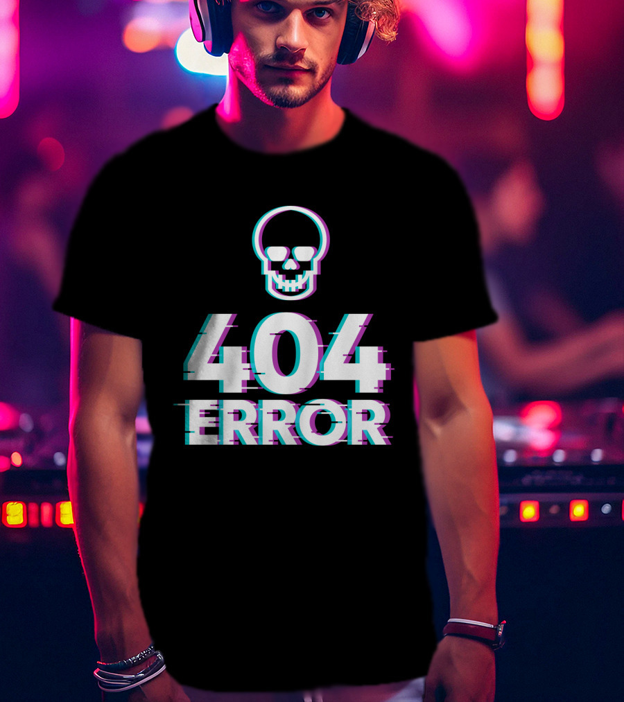 404 Error Skull Glitch T-Shirt