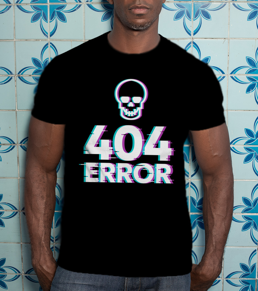 404 Error Skull Glitch T-Shirt
