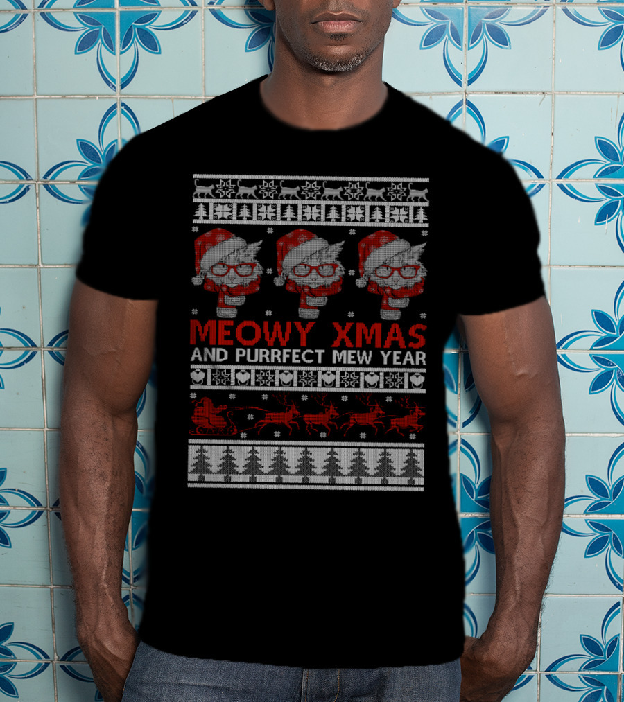 Meowy Xmas And Purrfect Mew Year T-Shirt