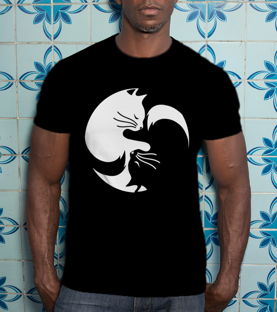 Cat Yin Yang Spiritual Meditation Yoga Balance T-Shirt