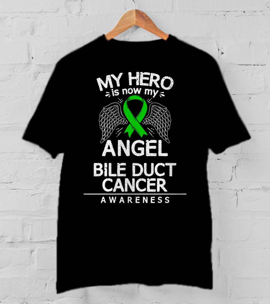 My Hero Is Now My Angel Bile Duct Cancer Awareness T-Shirt