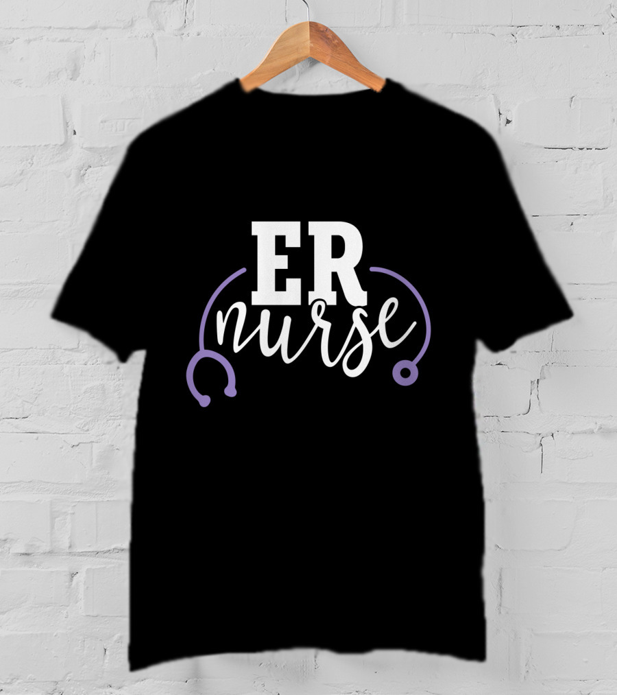 ER Nurse Stethoscope Emergency Room RN Purple T-Shirt