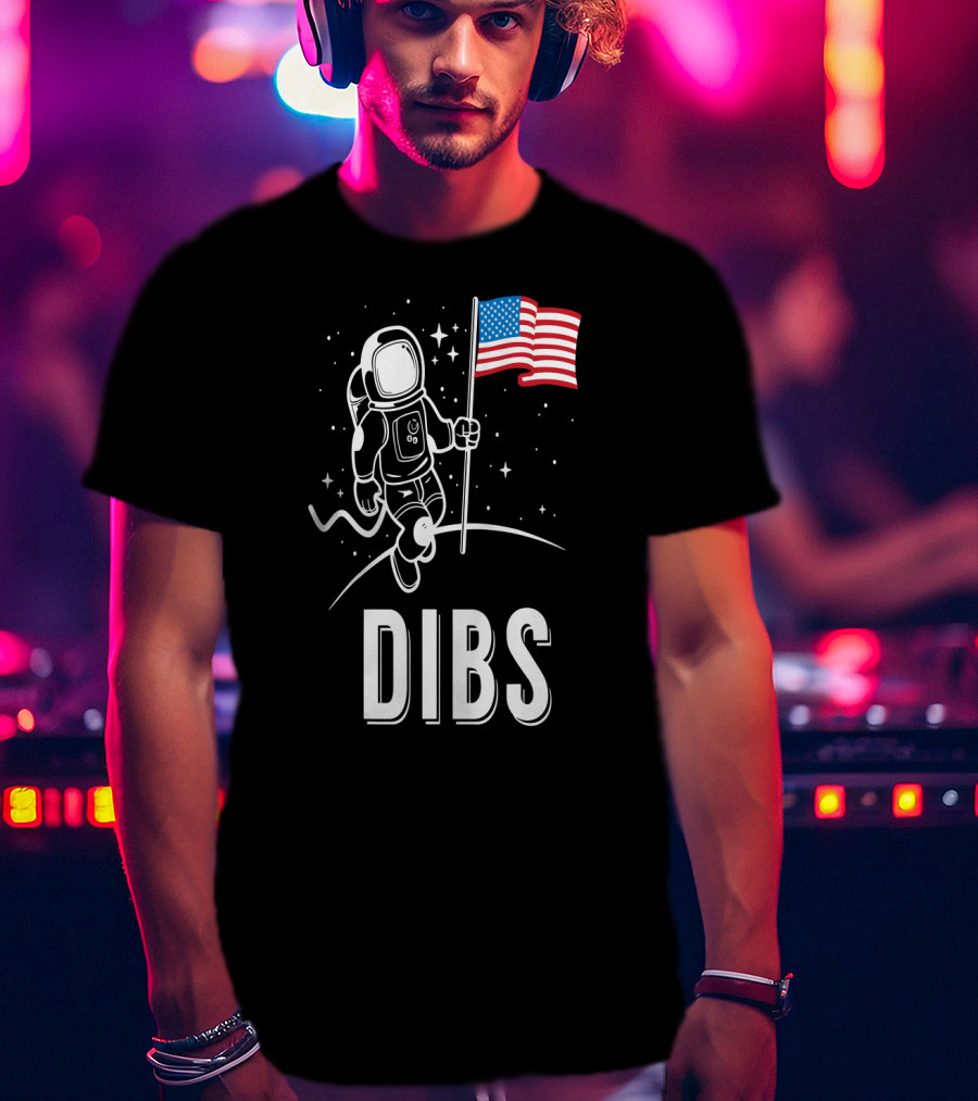 Astronaut Dibs On The American Flag Moon Landing T-Shirt
