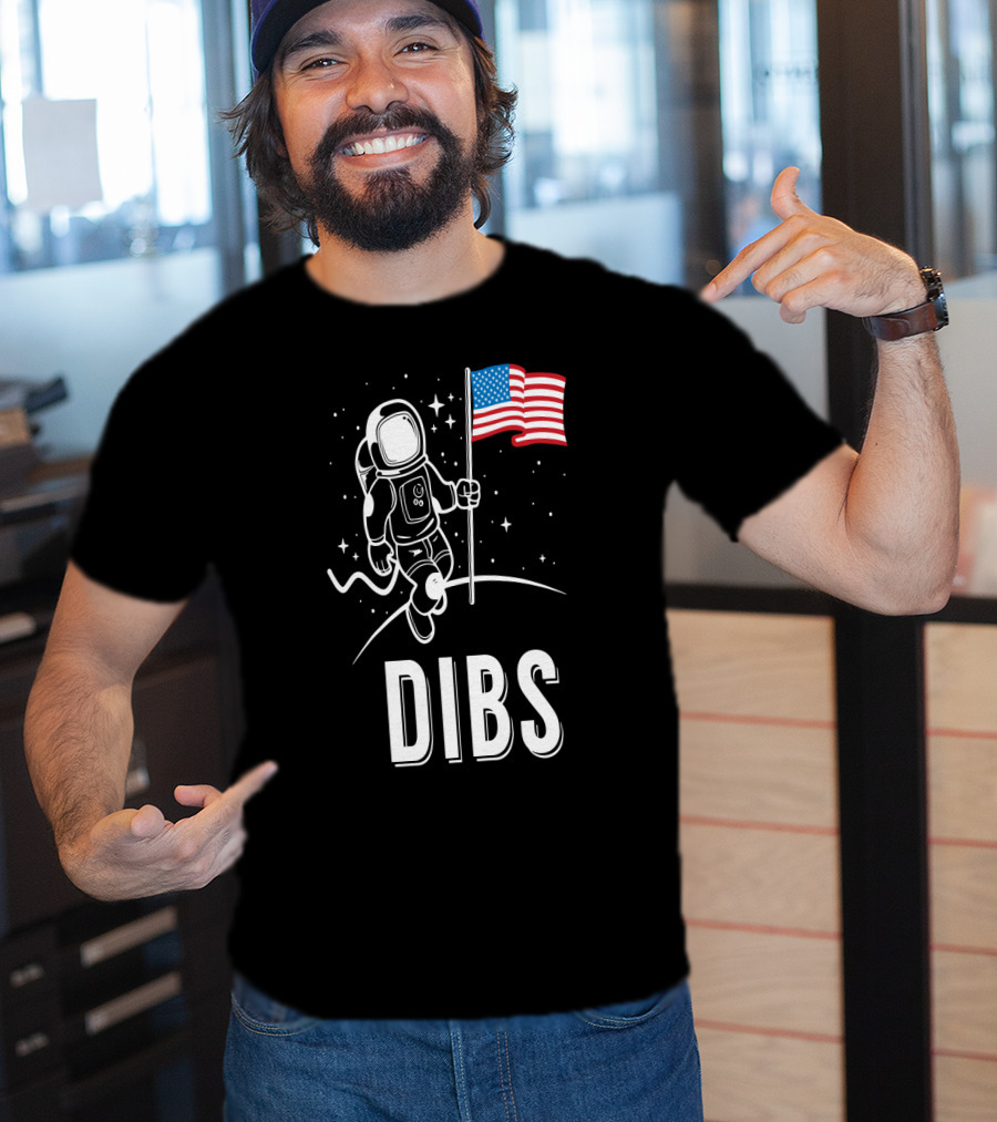 Astronaut Dibs On The American Flag Moon Landing T-Shirt