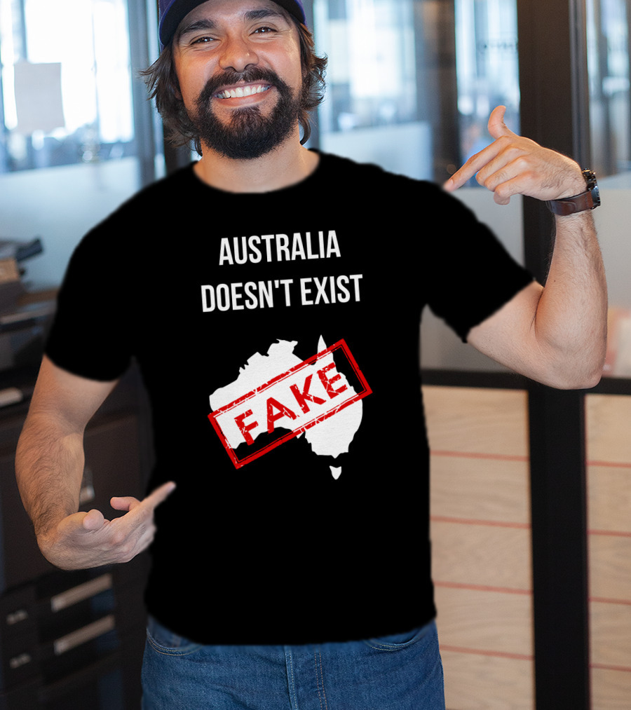Australia Doesn't Exist Fake Flat Earth Society T-Shirt