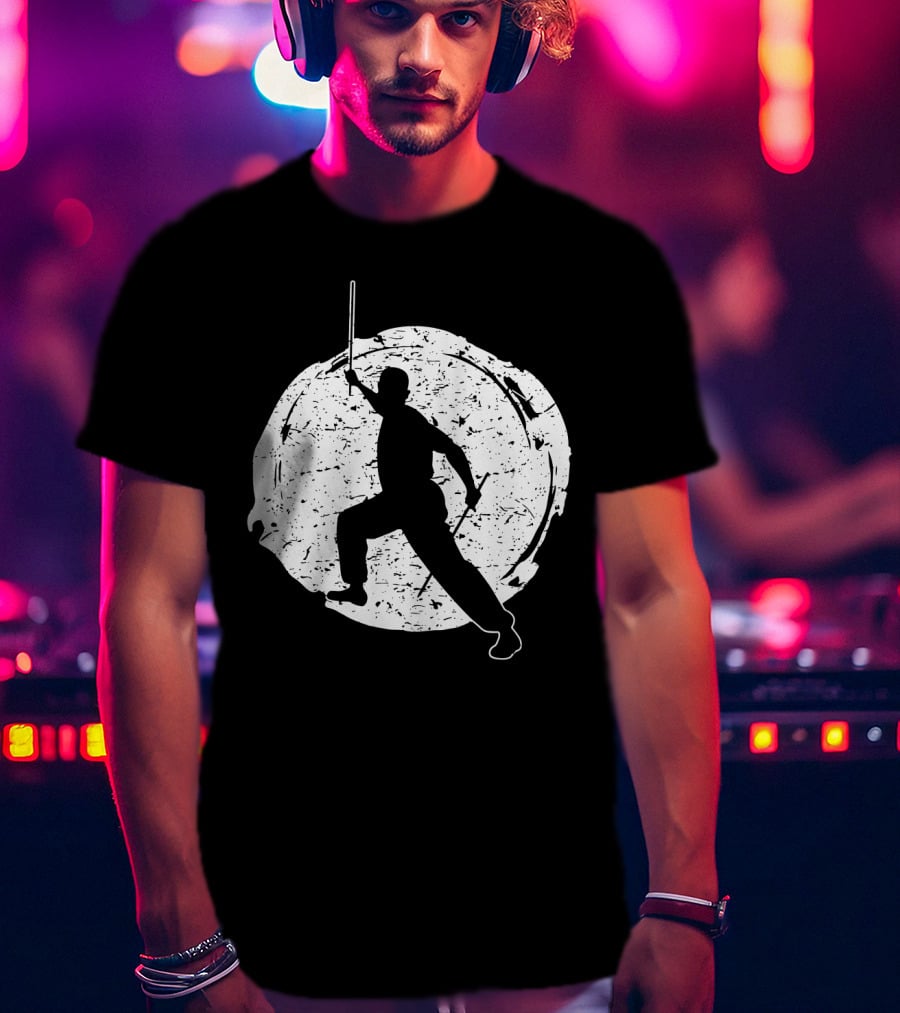 Kali Filipino MMA Discipline Arnis Stick Martial Arts Silhouette Circle T-Shirt