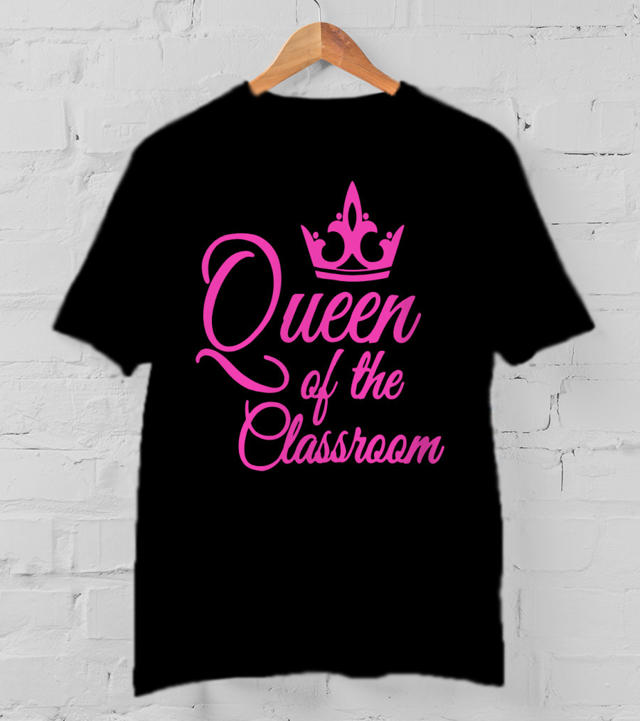 Queen Of The Classroom Pink Crown Motif T-Shirt