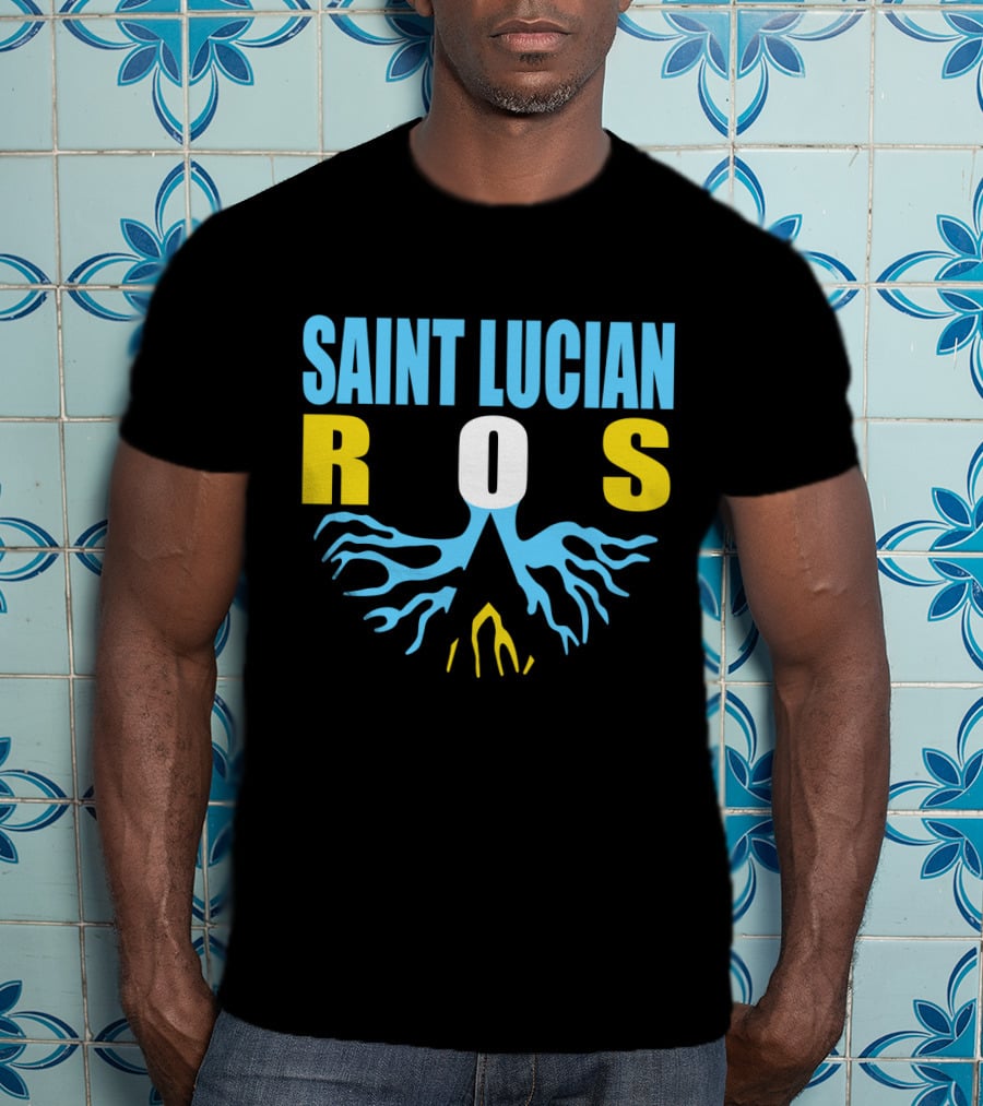 Storecastle Saint Lucian Roots With Saint Lucia Flag Colors T-Shirt