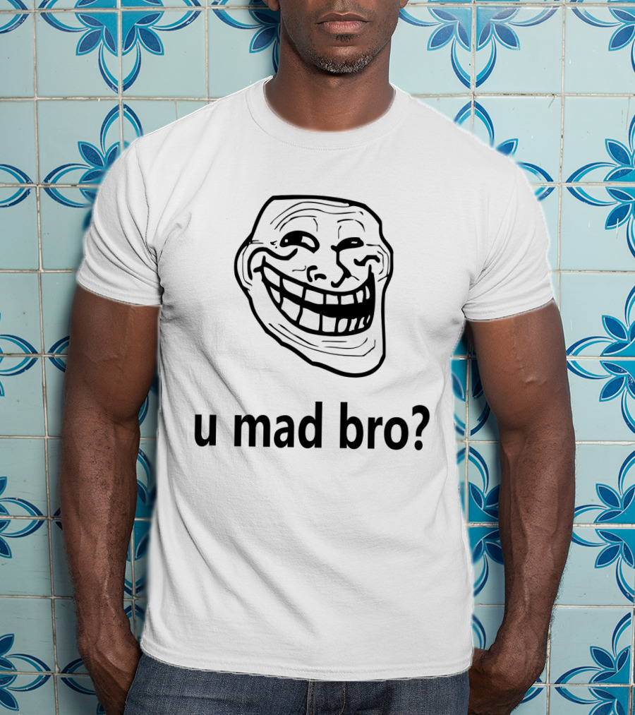 Troll Face Meme U Mad Bro Funny Viral Internet Gaming T-Shirt