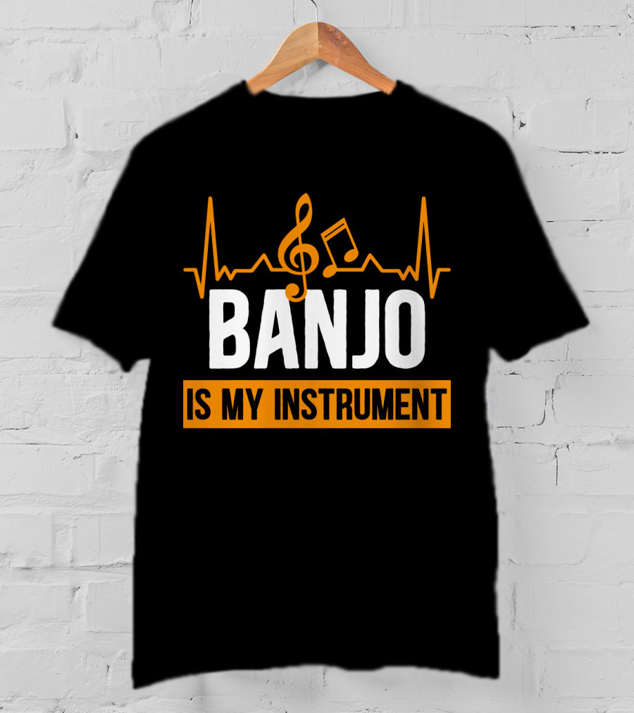 Banjo Is My Instrument With Musical Symbols And Sound Waves T-Shirt