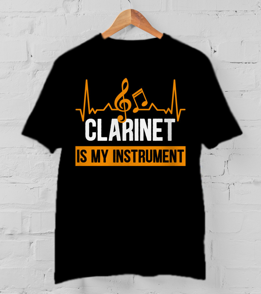 Clarinet Is My Instrument Music Heartbeat Treble Clef And Note T-Shirt
