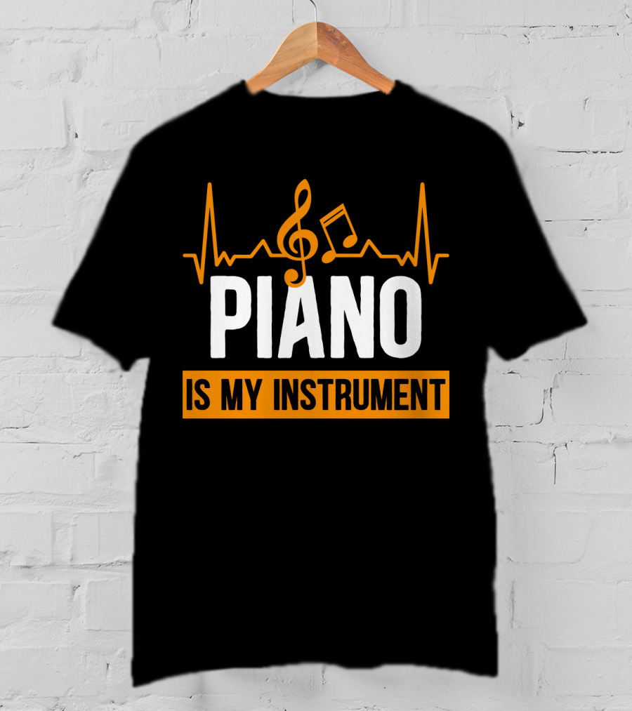 Piano Is My Instrument Musical Heartbeat Clef And Notes T-Shirt