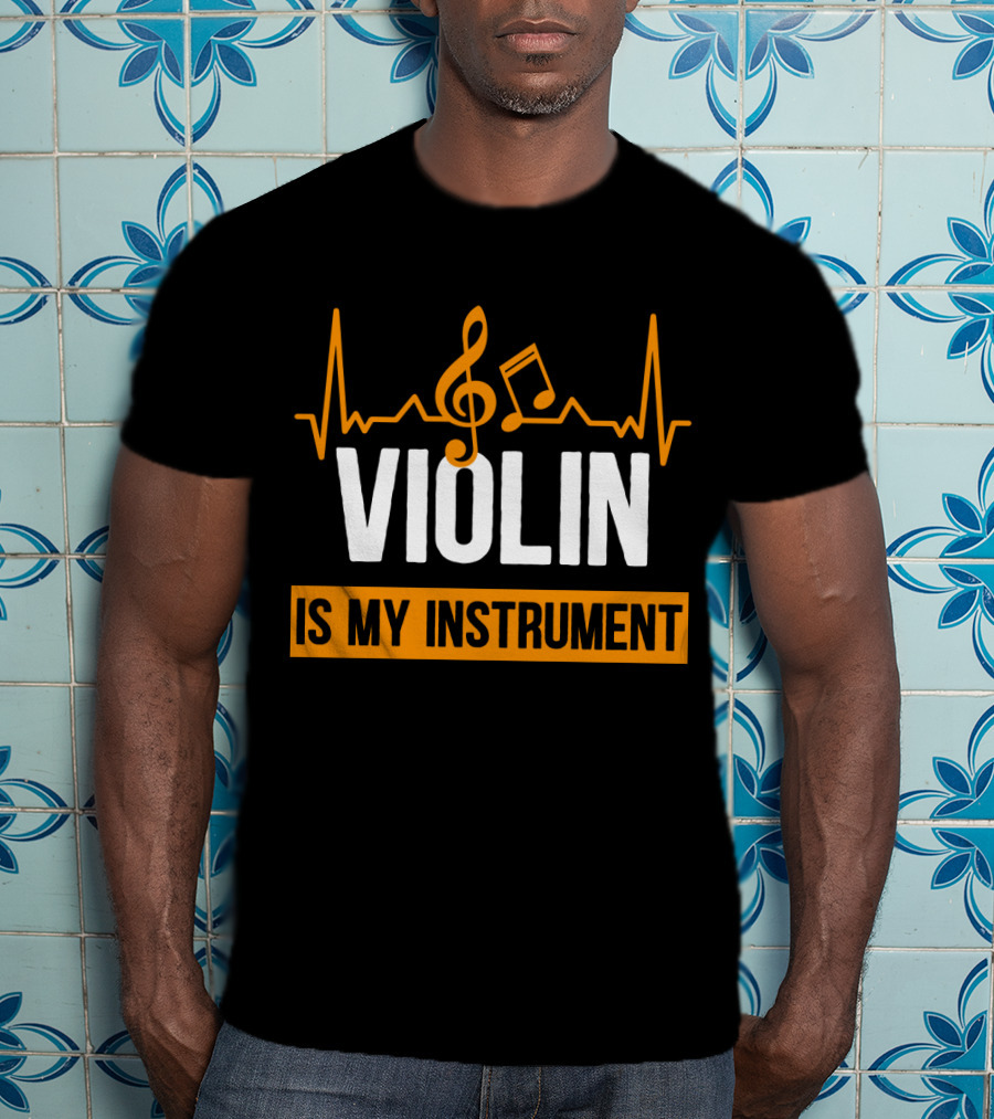 Violin Heartbeat With Musical Notes Is My Instrument T-Shirt