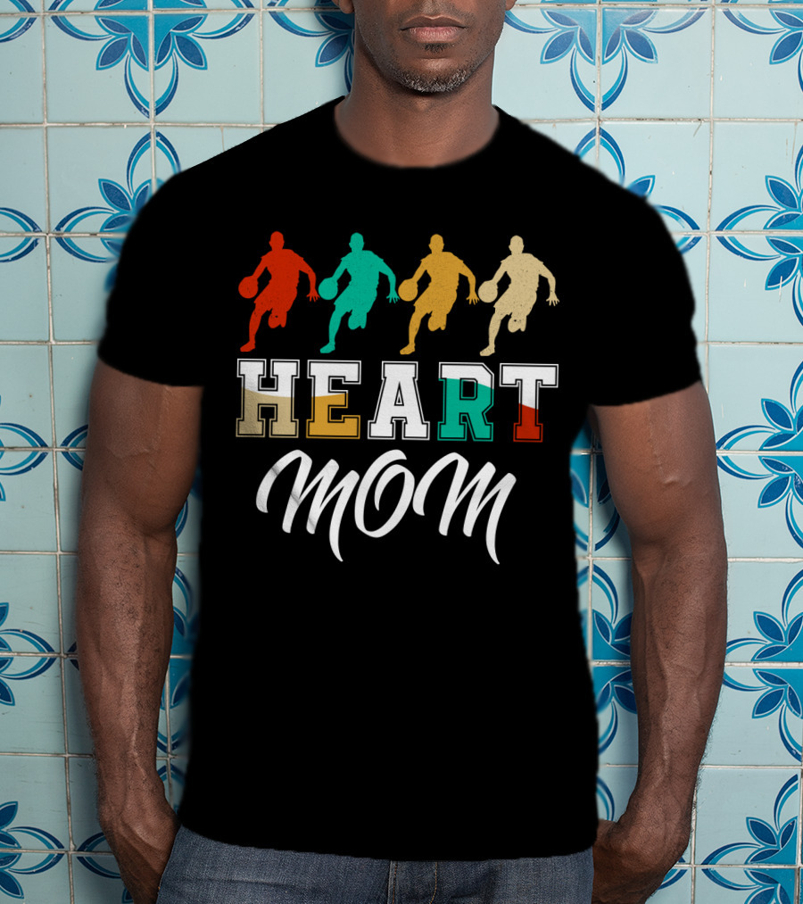 Basketball Heart Mom Quartet Players T-Shirt