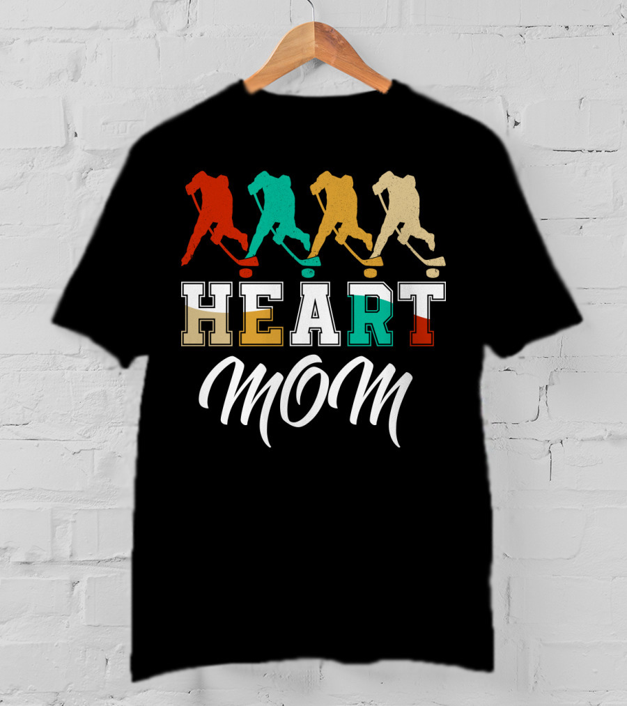 Hockey Heart Mom Vintage Silhouette Player Sequence T-Shirt