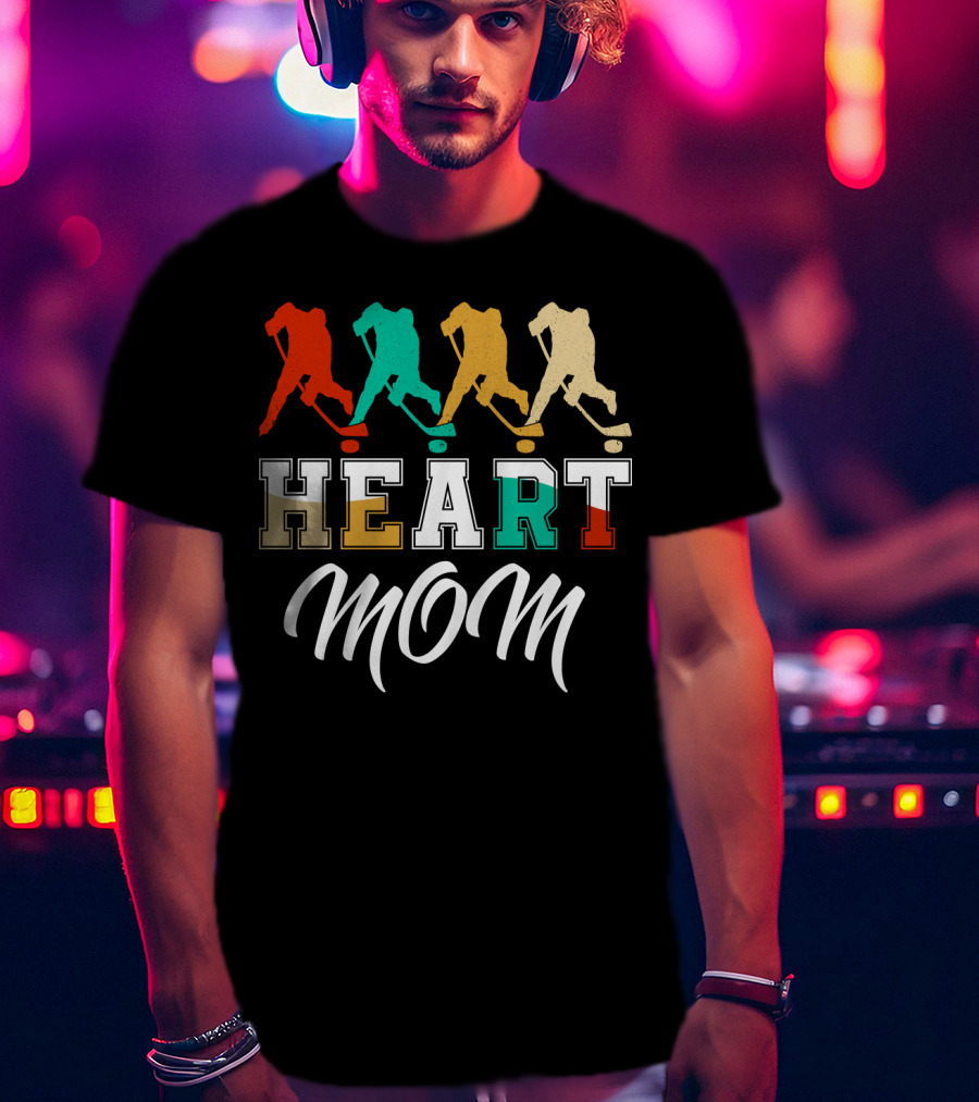 Hockey Heart Mom Vintage Silhouette Player Sequence T-Shirt